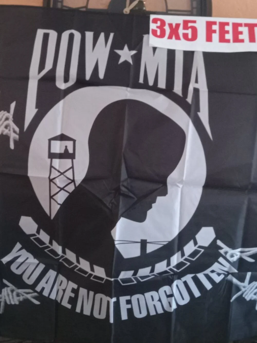 POW MIA Black Barb Wire 3x5 American Flag